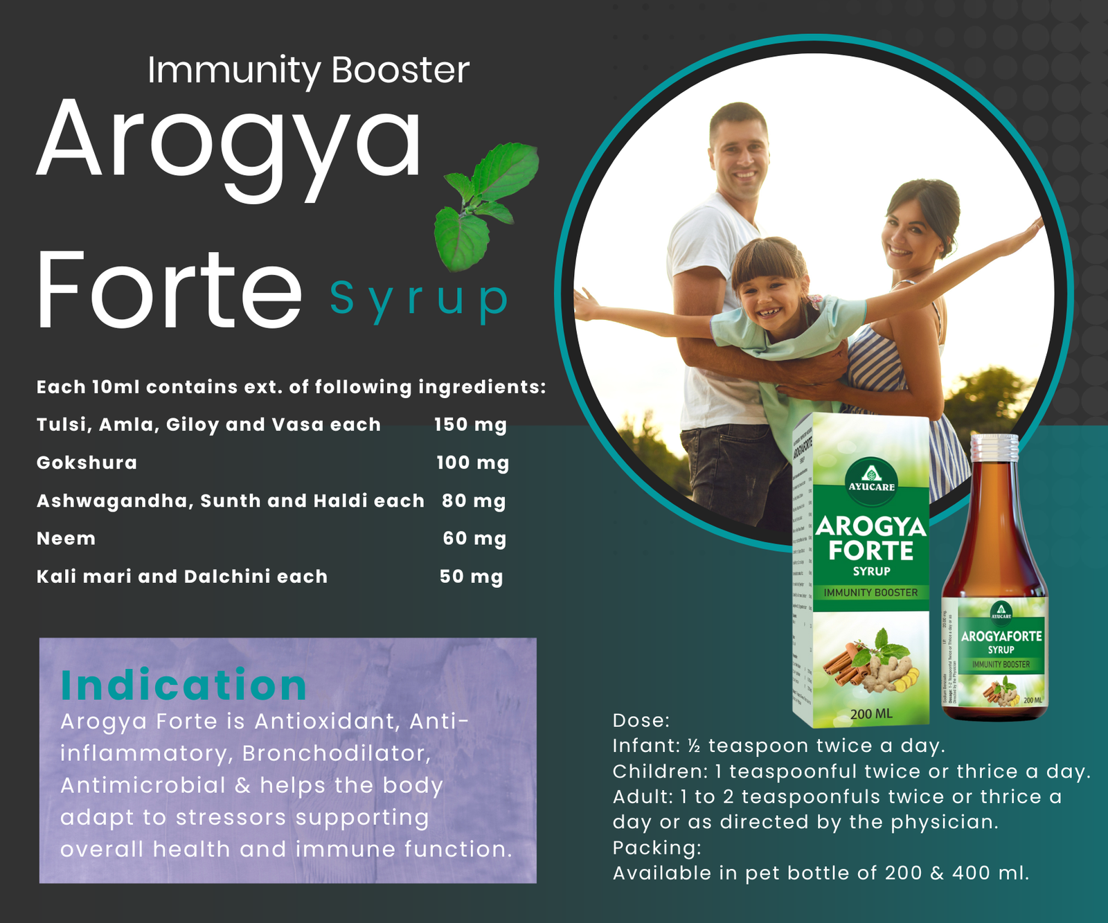 Immunity Booster - Arogya Forte Syrup 200 ml X 3 pcs - Image 2