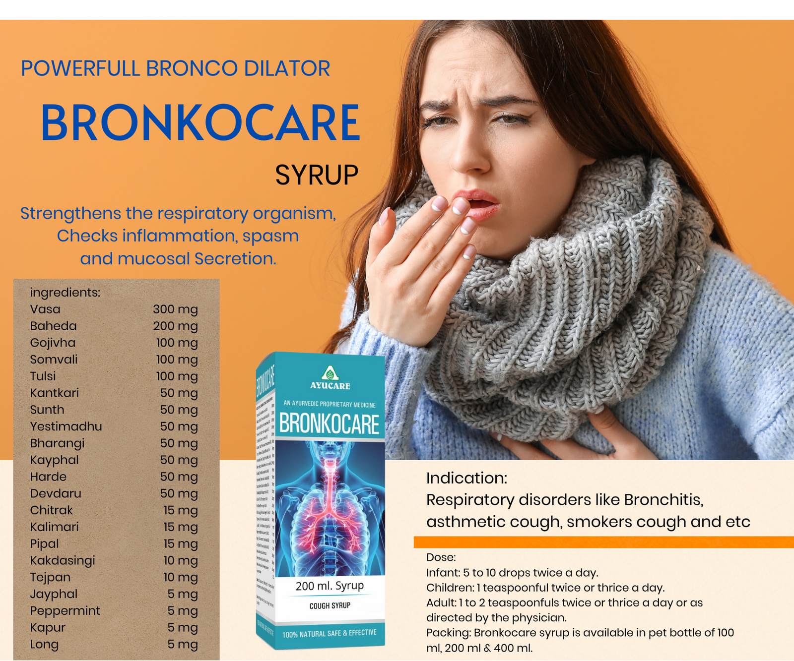 Cough Syrup - Bronkocare Syrup 200 ml X 3 pcs - Image 2